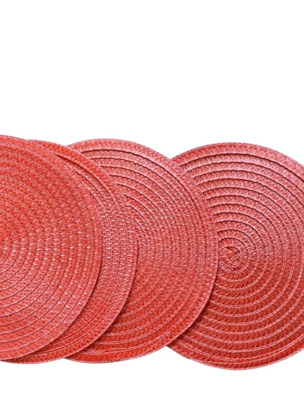 Home goods Set of Four Coral Round Woven Placemats NWOT New